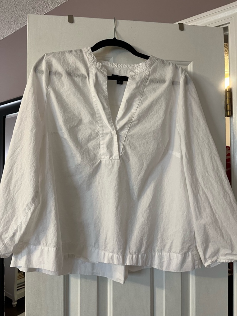 J. Crew White Split-Neck Tunic Top
